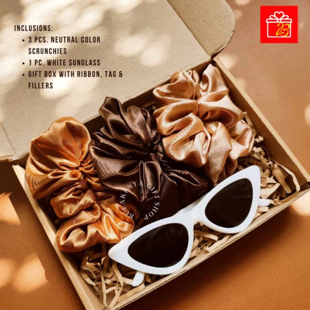 Gift Set 3pcs Scrunchies with Sunglass | Affordable Gift Ideas